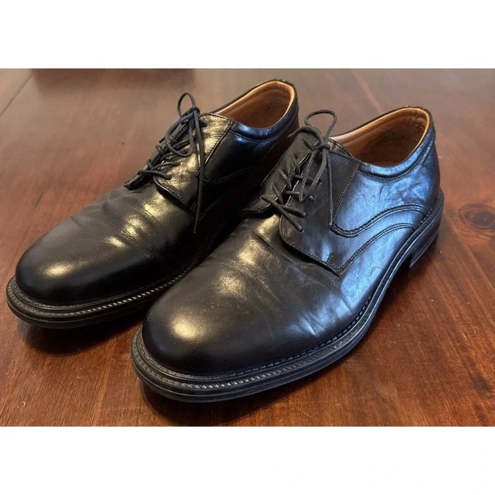 Stafford‎ Comfort Mens 12M Black Leather Derby Dress Shoes Made in Italy